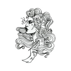 Woman Face With Curly Hair